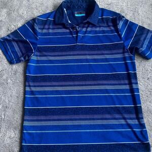 PGA golf shirt blue‎ striped Medium Mens Polo